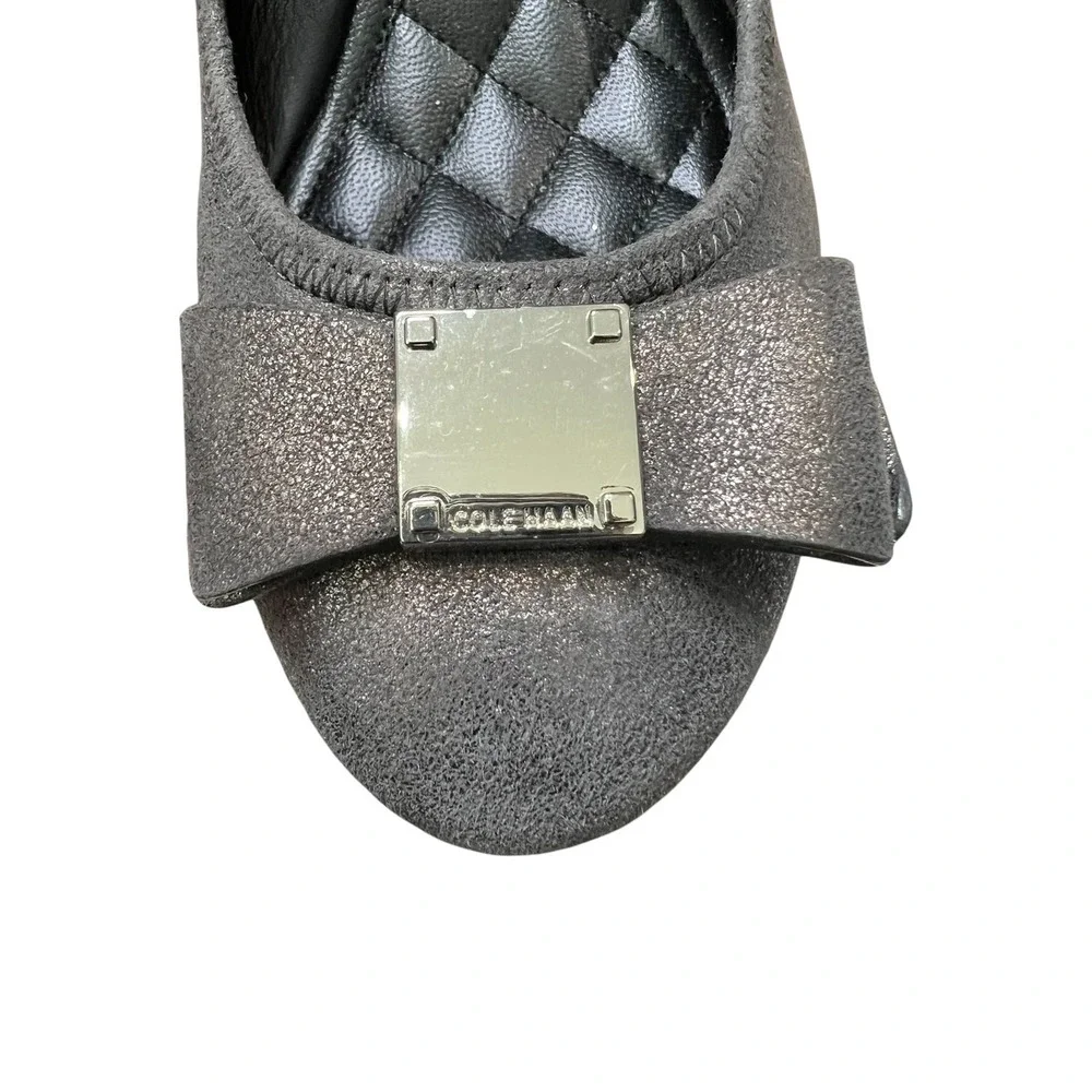 Cole Haan Women's Tali Bow Wedge Pewter Metallic Silver Pumps W01604 - Size 10B
